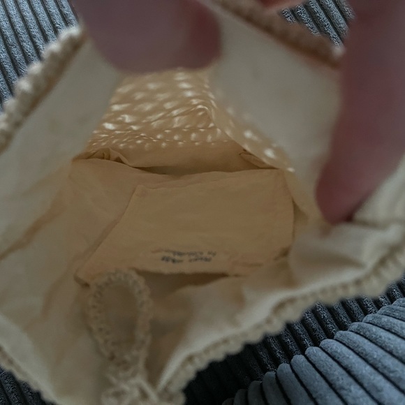 Handmade woven purse cream color wooden button hippie boho bag crochet women - Picture 7 of 8